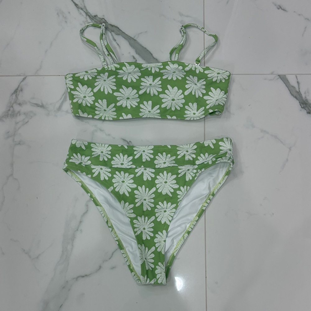 Green Floral Bikini Set